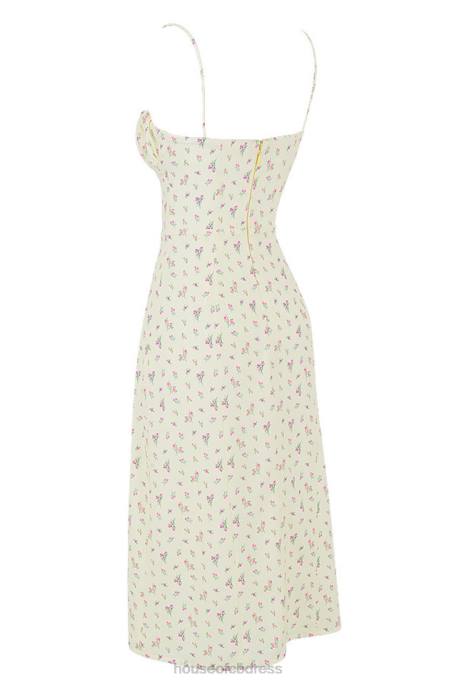 House of CB Carina Lemon Floral Bustier Midi Dress Clothing 4H6N564