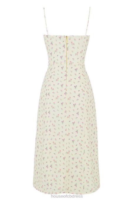 House of CB Carina Lemon Floral Bustier Midi Dress Clothing 4H6N564