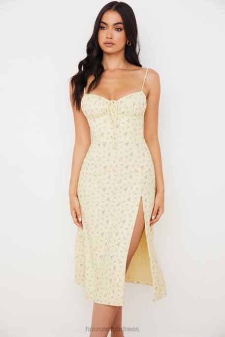 House of CB Carina Lemon Floral Bustier Midi Dress Clothing 4H6N564