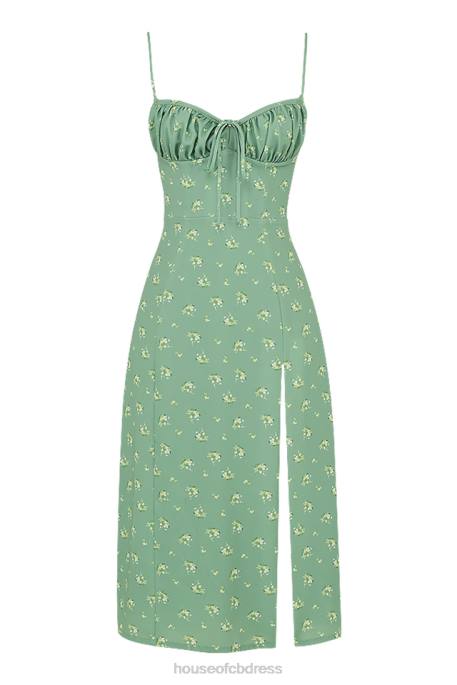 House of CB Carina Olive Floral Bustier Midi Dress Clothing 4H6N557