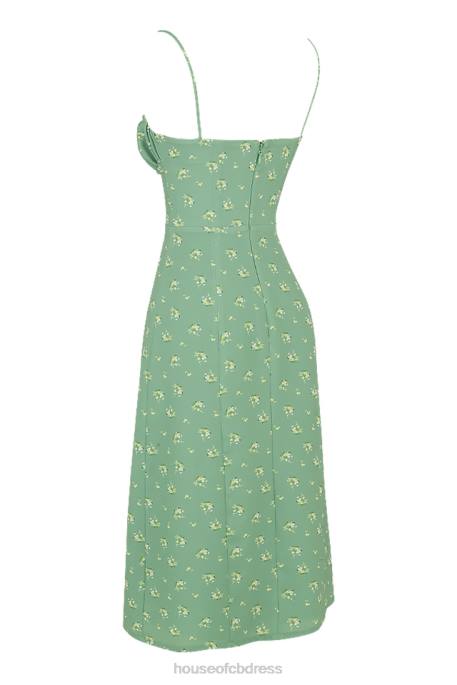 House of CB Carina Olive Floral Bustier Midi Dress Clothing 4H6N557