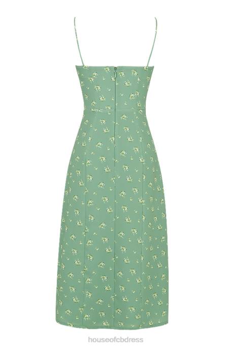 House of CB Carina Olive Floral Bustier Midi Dress Clothing 4H6N557