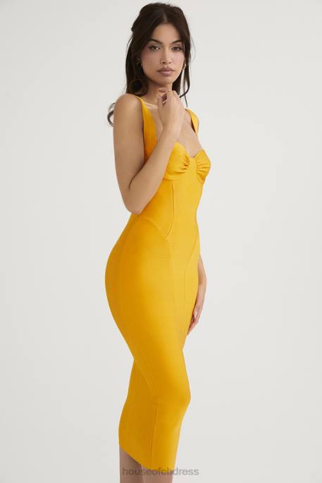 House of CB Charlene Tangerine Bandage Midi Dress Clothing 4H6N467