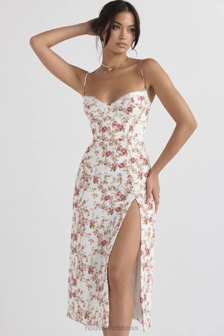 House of CB Charlotte Rose Print Corset Midi Sundress Clothing 4H6N431