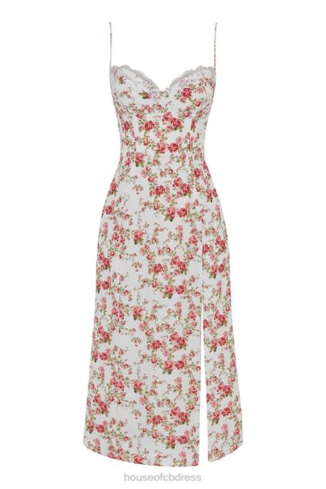 House of CB Charlotte Rose Print Corset Midi Sundress Clothing 4H6N431