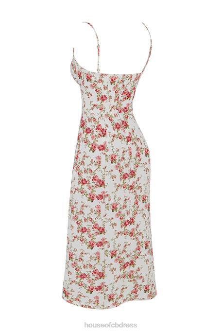 House of CB Charlotte Rose Print Corset Midi Sundress Clothing 4H6N431