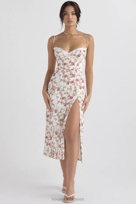 House of CB Charlotte Rose Print Corset Midi Sundress Clothing 4H6N431