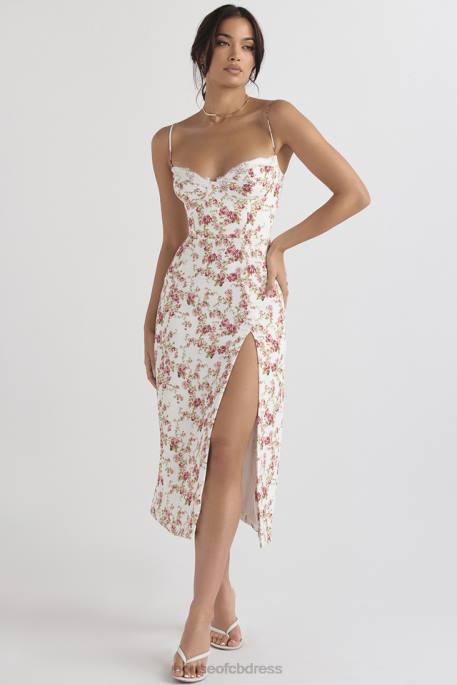 House of CB Charlotte Rose Print Corset Midi Sundress Clothing 4H6N431