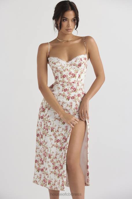 House of CB Charlotte Rose Print Corset Midi Sundress Clothing 4H6N431
