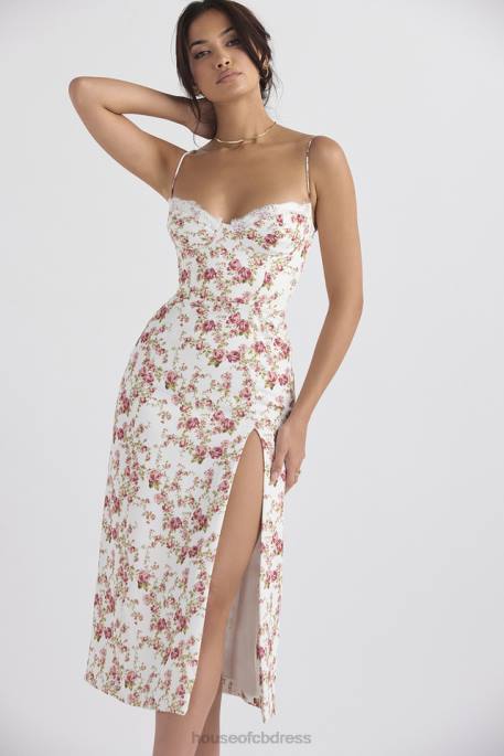 House of CB Charlotte Rose Print Corset Midi Sundress Clothing 4H6N431