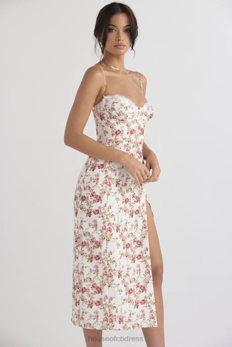 House of CB Charlotte Rose Print Corset Midi Sundress Clothing 4H6N431