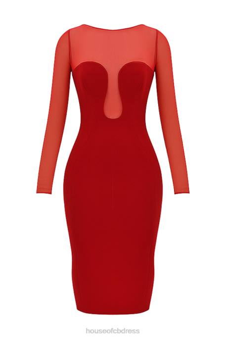 House of CB Darcy Scarlet Plunge Midi Dress Clothing 4H6N109