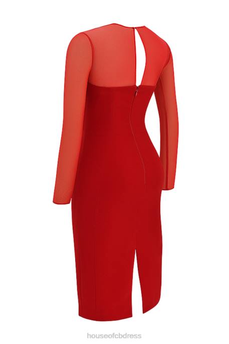House of CB Darcy Scarlet Plunge Midi Dress Clothing 4H6N109