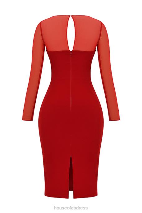 House of CB Darcy Scarlet Plunge Midi Dress Clothing 4H6N109