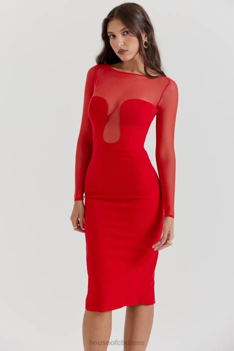 House of CB Darcy Scarlet Plunge Midi Dress Clothing 4H6N109
