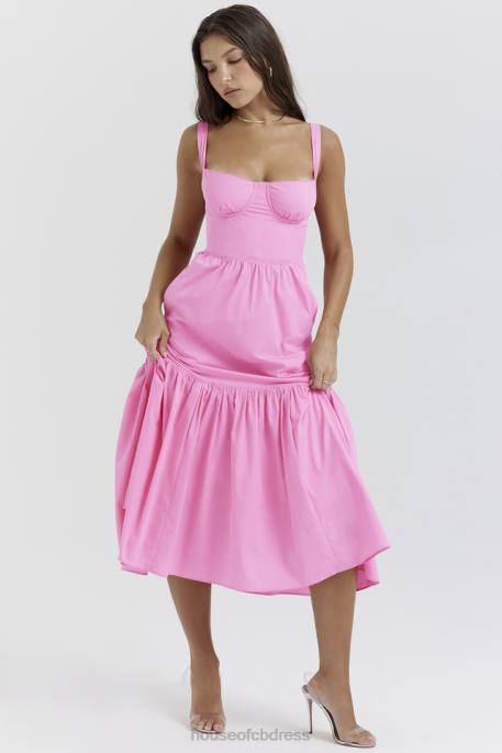 House of CB Elia French Pink Midi Sundress Clothing 4H6N211