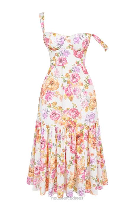 House of CB Elia Ivory Floral Midi Sundress Clothing 4H6N257