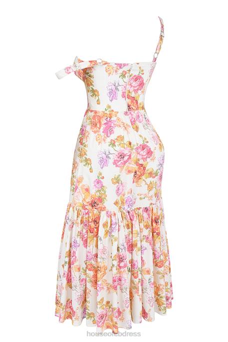 House of CB Elia Ivory Floral Midi Sundress Clothing 4H6N257