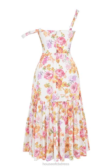House of CB Elia Ivory Floral Midi Sundress Clothing 4H6N257