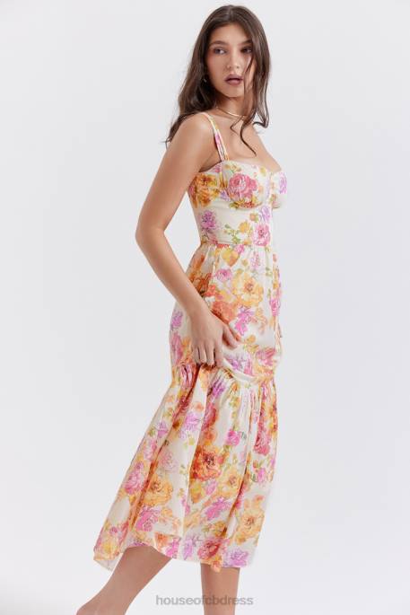 House of CB Elia Ivory Floral Midi Sundress Clothing 4H6N257