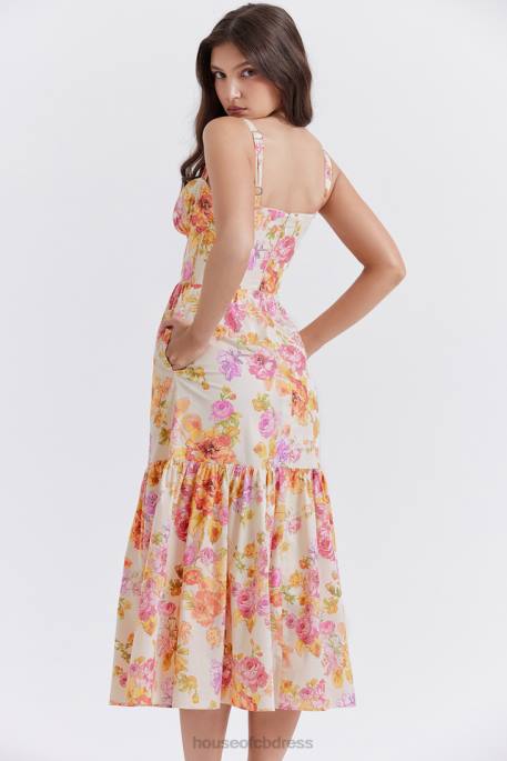 House of CB Elia Ivory Floral Midi Sundress Clothing 4H6N257
