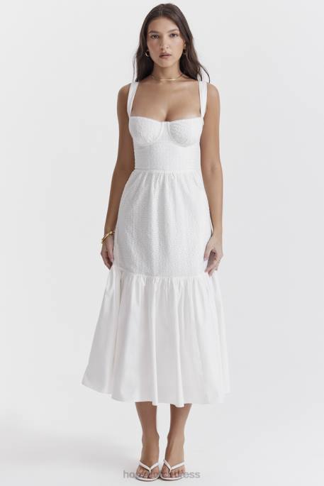 House of CB Elia White Broderie Anglaise Midi Sundress Clothing 4H6N235