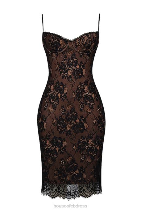House of CB Escala Black Lace Midi Dress Clothing 4H6N125
