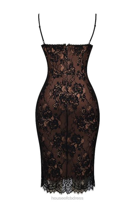 House of CB Escala Black Lace Midi Dress Clothing 4H6N125