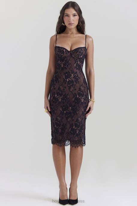 House of CB Escala Black Lace Midi Dress Clothing 4H6N125