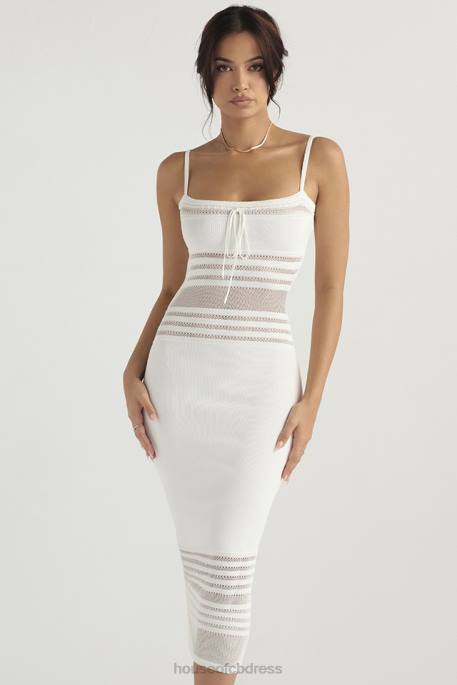 House of CB Gia Ivory Dainty Knit Midi Dress Clothing 4H6N432