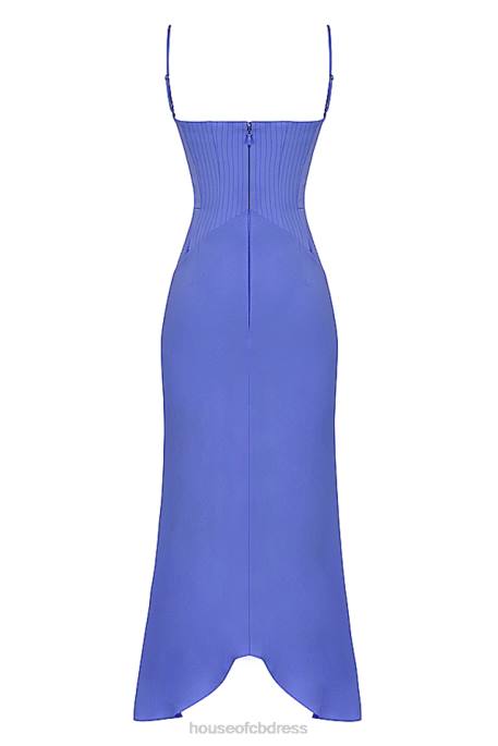 House of CB Imogen Periwinkle Satin Corset Midi Dress Clothing 4H6N415