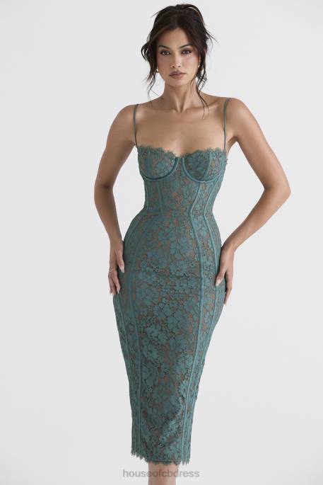House of CB Joelle Forest Lace Midi Dress Clothing 4H6N383