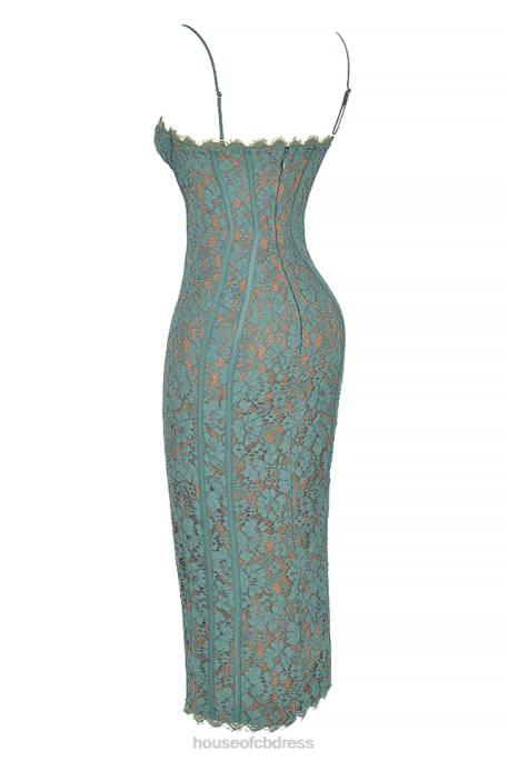 House of CB Joelle Forest Lace Midi Dress Clothing 4H6N383