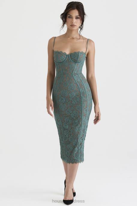 House of CB Joelle Forest Lace Midi Dress Clothing 4H6N383