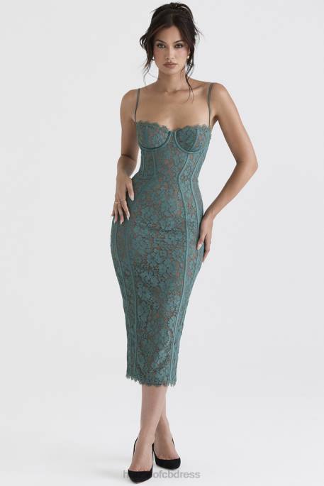 House of CB Joelle Forest Lace Midi Dress Clothing 4H6N383