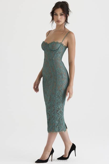 House of CB Joelle Forest Lace Midi Dress Clothing 4H6N383