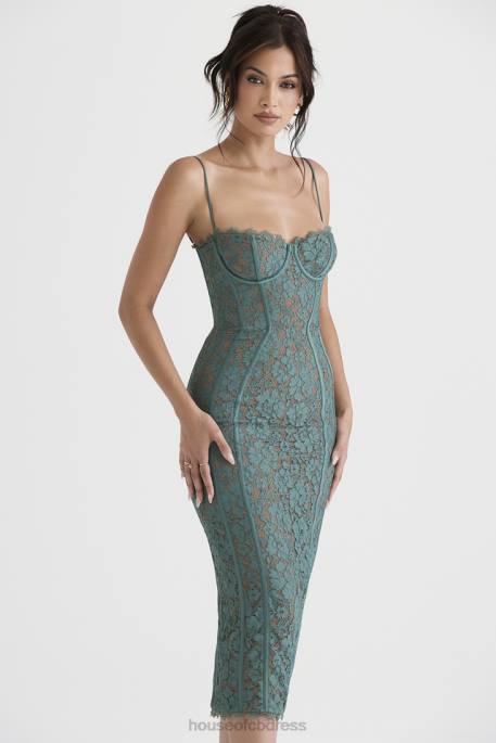 House of CB Joelle Forest Lace Midi Dress Clothing 4H6N383