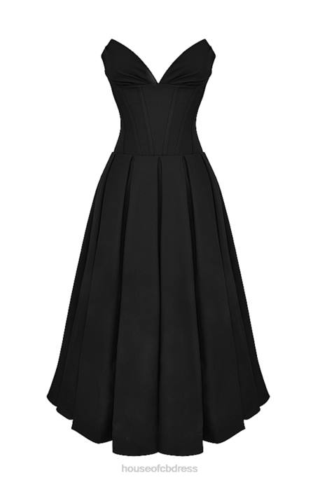 House of CB Lady Black Strapless Midi Dress Clothing 4H6N111