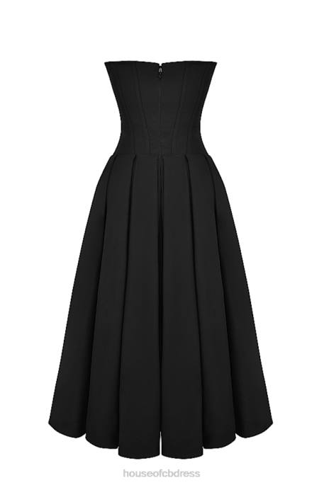 House of CB Lady Black Strapless Midi Dress Clothing 4H6N111