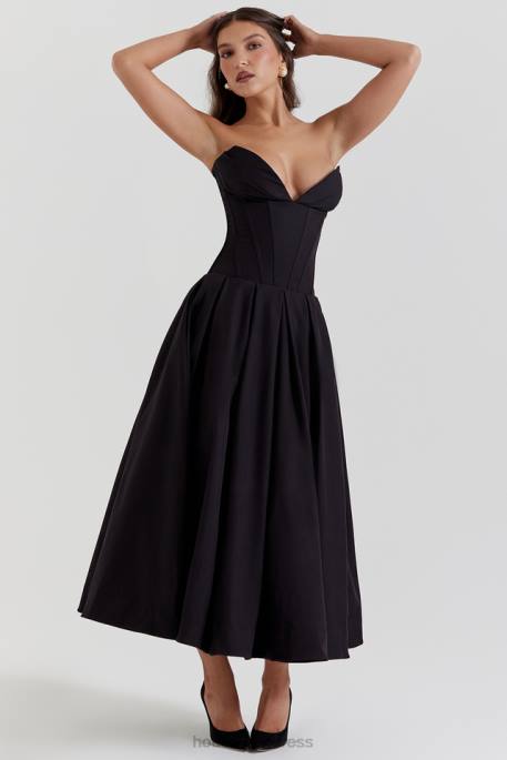 House of CB Lady Black Strapless Midi Dress Clothing 4H6N111
