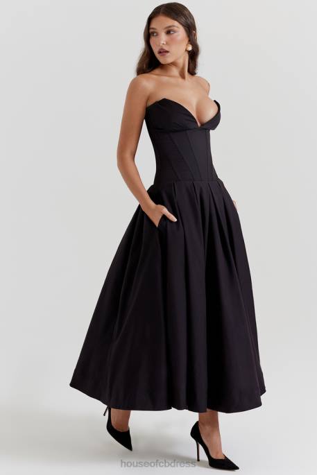 House of CB Lady Black Strapless Midi Dress Clothing 4H6N111