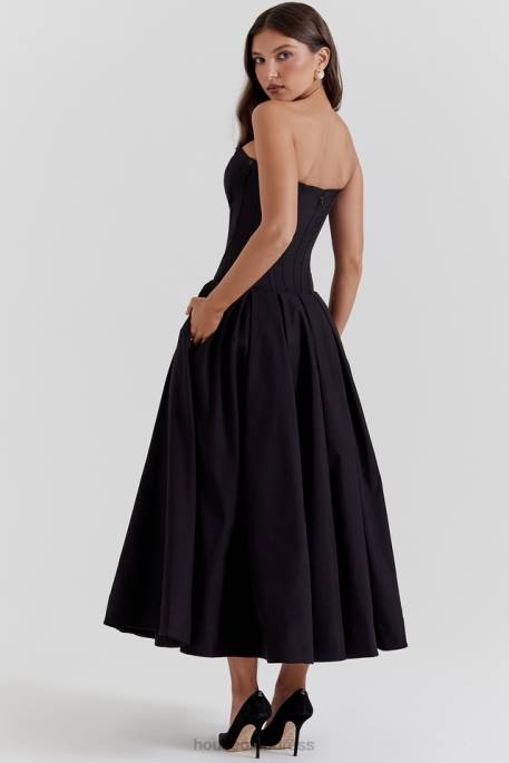 House of CB Lady Black Strapless Midi Dress Clothing 4H6N111