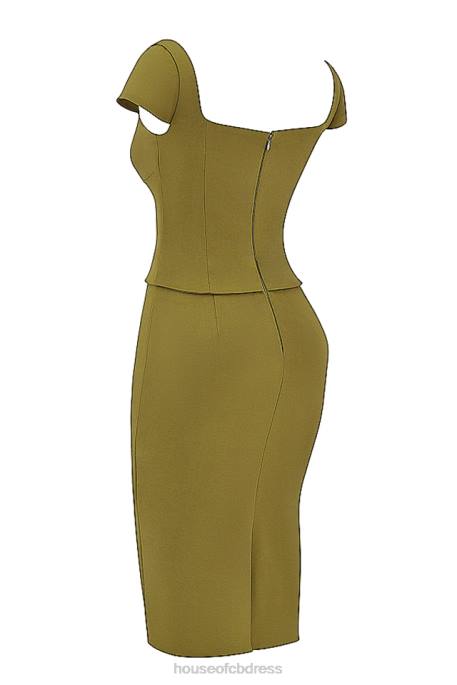 House of CB Layana Olive Corset Midi Dress Clothing 4H6N163