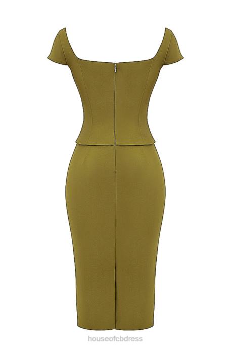 House of CB Layana Olive Corset Midi Dress Clothing 4H6N163