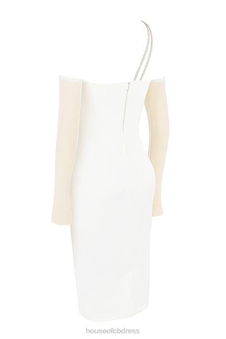 House of CB Loulou Ivory Satin Cutout Midi Dress Clothing 4H6N519