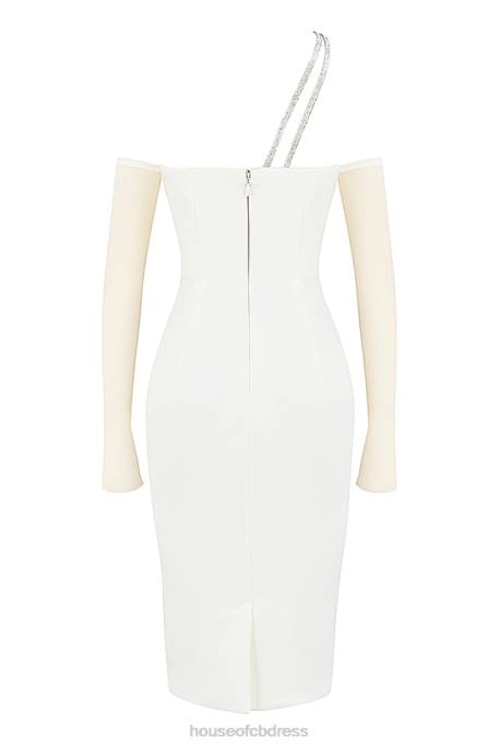 House of CB Loulou Ivory Satin Cutout Midi Dress Clothing 4H6N519