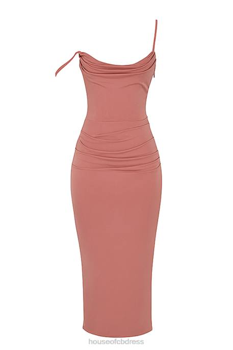 House of CB Marciella Rose Draped Corset Midi Dress Clothing 4H6N508