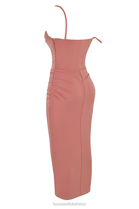 House of CB Marciella Rose Draped Corset Midi Dress Clothing 4H6N508