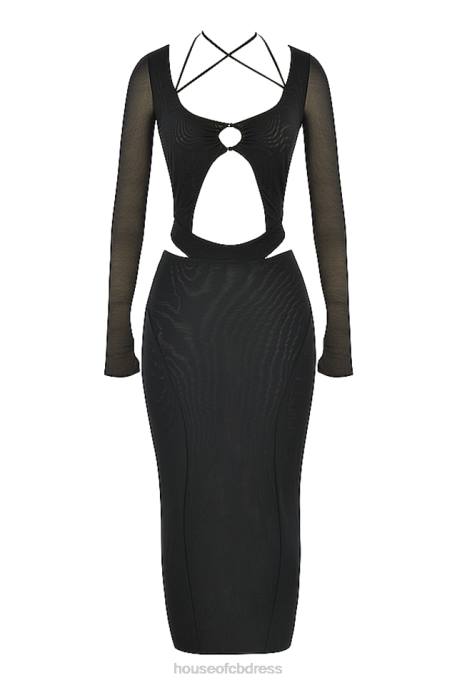 House of CB Marina Black Cutout Midi Dress Clothing 4H6N512