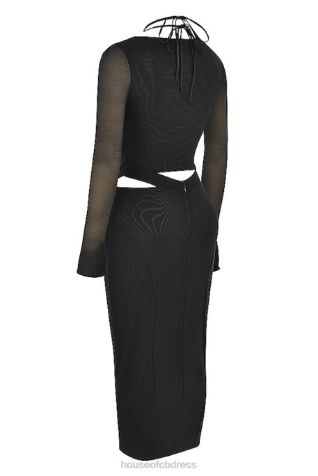 House of CB Marina Black Cutout Midi Dress Clothing 4H6N512